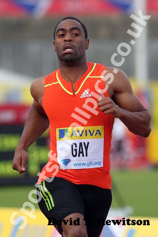 Tyson Gay in the 100 metres heats, 2012 Samsung Diamond League, Crystal Palace, London.